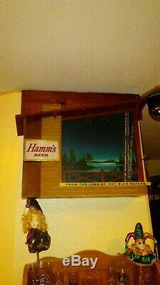 Vintage Hamm's Starry Night Goblets Lighted Motion Beer Sign Cabin Style Bar
