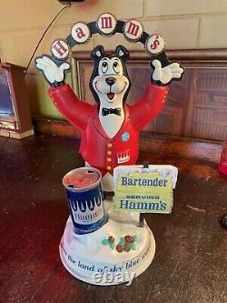 Vintage Hamms Beer Juggling Bear Plastic Bar Sign