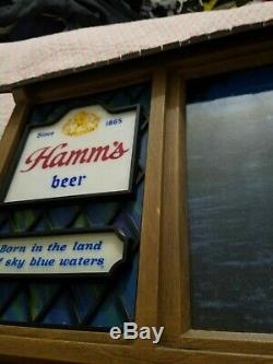 Vintage Hamms Beer Scene-o-rama Campfire Waterfall Motion Lighted Hamms Sign