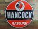 Vintage Hancock Gasoline Porcelain Gas Station Pump Sign 12