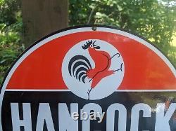 Vintage Hancock Gasoline Porcelain Gas Station Pump Sign 12