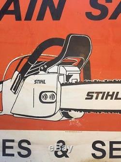 Vintage Hanging Double Sided STIHL Chain Saw metal Dealer signs 36x28