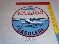 Vintage Harbor Gasoline Airplane Seaplane 11 3/4 Porcelain Metal Gas & Oil Sign