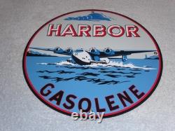 Vintage Harbor Gasoline Airplane Seaplane 11 3/4 Porcelain Metal Gas & Oil Sign