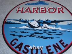 Vintage Harbor Gasoline Airplane Seaplane 11 3/4 Porcelain Metal Gas & Oil Sign