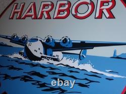 Vintage Harbor Gasoline Airplane Seaplane 11 3/4 Porcelain Metal Gas & Oil Sign