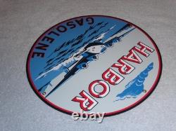 Vintage Harbor Gasoline Airplane Seaplane 11 3/4 Porcelain Metal Gas & Oil Sign