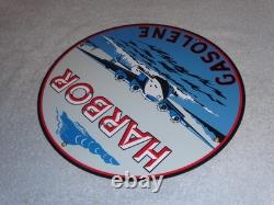 Vintage Harbor Gasoline Airplane Seaplane 11 3/4 Porcelain Metal Gas & Oil Sign