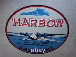 Vintage Harbor Gasoline Airplane Seaplane 11 3/4 Porcelain Metal Gas & Oil Sign