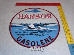 Vintage Harbor Gasoline Airplane Seaplane 11 3/4 Porcelain Metal Gas & Oil Sign