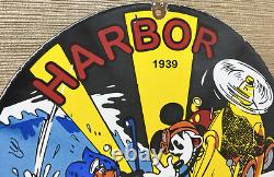 Vintage Harbor Gasoline Porcelain Sign Disney Mickey Gas Station Pump Plate