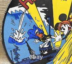 Vintage Harbor Gasoline Porcelain Sign Disney Mickey Gas Station Pump Plate