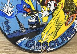 Vintage Harbor Gasoline Porcelain Sign Disney Mickey Gas Station Pump Plate