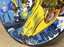 Vintage Harbor Gasoline Porcelain Sign Disney Mickey Gas Station Pump Plate