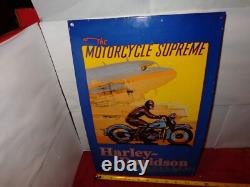 Vintage Harley Davidson Motorcycle Dealer 16 Porcelain Metal Gasoline Oil Sign