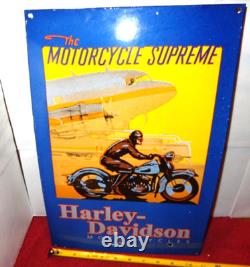Vintage Harley Davidson Motorcycle Dealer 16 Porcelain Metal Gasoline Oil Sign