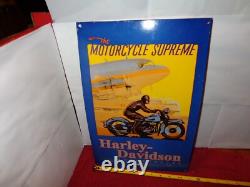 Vintage Harley Davidson Motorcycle Dealer 16 Porcelain Metal Gasoline Oil Sign