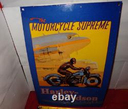Vintage Harley Davidson Motorcycle Dealer 16 Porcelain Metal Gasoline Oil Sign