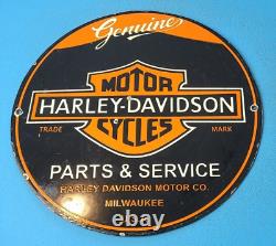 Vintage Harley Davidson Motorcycle Porcelain 12 Gas Parts & Service Pump Sign
