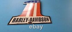 Vintage Harley Davidson Motorcycle Porcelain # 1 Gas Oil Service Sales Pump Sign