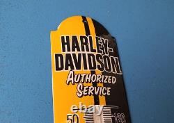 Vintage Harley Davidson Motorcycle Porcelain Bike Sales Ad Sign On Thermometer
