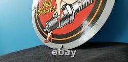 Vintage Harley Davidson Motorcycle Porcelain Gas Service Pin Up Girl Sign
