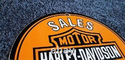 Vintage Harley Davidson Motorcycle Porcelain Gas Service Station Pump Sign