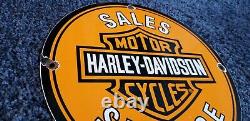 Vintage Harley Davidson Motorcycle Porcelain Gas Service Station Pump Sign