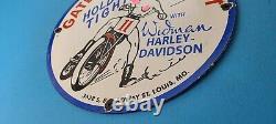 Vintage Harley Davidson Motorcycle Porcelain Gateway Gas 12 Service Sales Sign