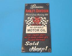 Vintage Harley Davidson Motorcycle Porcelain Hi-speed Racing Oil Gas Pump Sign