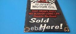 Vintage Harley Davidson Motorcycle Porcelain Hi-speed Racing Oil Gas Pump Sign