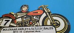 Vintage Harley Davidson Motorcycle Porcelain Indiana Gas Oil Service Sales Sign