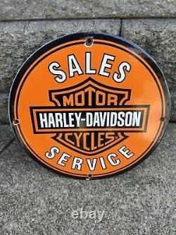 Vintage Harley Davidson Motorcycle Porcelain Premium Quality Gas Pump Plate Sign