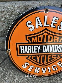 Vintage Harley Davidson Motorcycle Porcelain Premium Quality Gas Pump Plate Sign