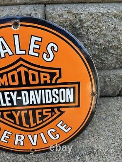 Vintage Harley Davidson Motorcycle Porcelain Premium Quality Gas Pump Plate Sign