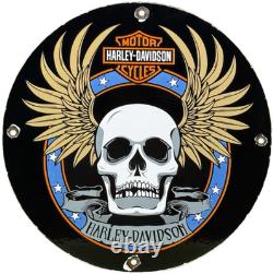 Vintage Harley Davidson Motorcycles Porcelain Dealership Sign Gas Oil Quality