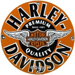 Vintage Harley Davidson Motorcycles Porcelain Dealership Sign Gas Oil Quality