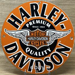 Vintage Harley Davidson Motorcycles Porcelain Dealership Sign Gas Oil Quality
