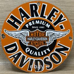 Vintage Harley Davidson Motorcycles Porcelain Dealership Sign Gas Oil Quality