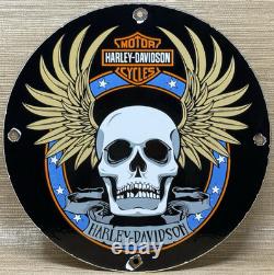 Vintage Harley Davidson Motorcycles Porcelain Dealership Sign Gas Oil Quality