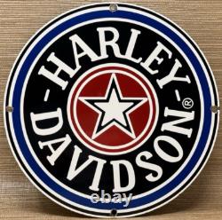 Vintage Harley Davidson Motorcycles Porcelain Dealership Sign Gas Oil Quality