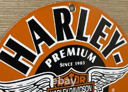 Vintage Harley Davidson Motorcycles Porcelain Dealership Sign Gas Oil Quality