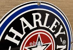 Vintage Harley Davidson Motorcycles Porcelain Dealership Sign Gas Oil Quality