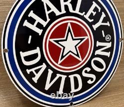 Vintage Harley Davidson Motorcycles Porcelain Dealership Sign Gas Oil Quality