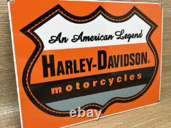 Vintage Harley Davidson Motorcycles Porcelain Dealership Sign Gas Oil Quality