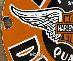 Vintage Harley Davidson Motorcycles Porcelain Dealership Sign Gas Oil Quality