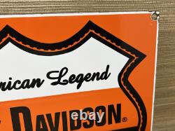 Vintage Harley Davidson Motorcycles Porcelain Dealership Sign Gas Oil Quality