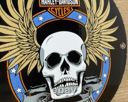 Vintage Harley Davidson Motorcycles Porcelain Dealership Sign Gas Oil Quality