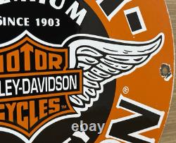 Vintage Harley Davidson Motorcycles Porcelain Dealership Sign Gas Oil Quality