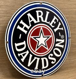 Vintage Harley Davidson Motorcycles Porcelain Dealership Sign Gas Oil Quality
